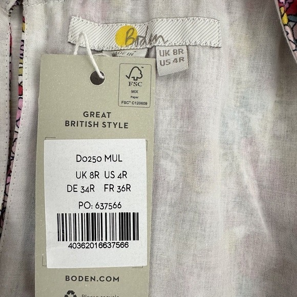 Boden Ingrid Floral Tiered Halter Dress Multi Bloom Garden Size 4 R Belted NWT - Picture 7 of 12
